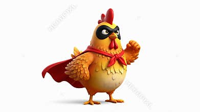 Super Rooster: A 3D Render of a Courageous Chicken Superhero
