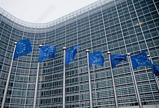 European Commission with EU flags