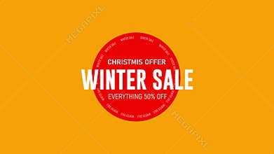 Winter Sale Christmas Offer Animation Video 50% Off Everything on Orange Background