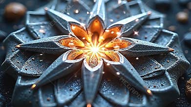 A star-shaped core builds out into a starburst elegant Generative AI