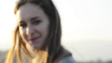 Girl with sunrise