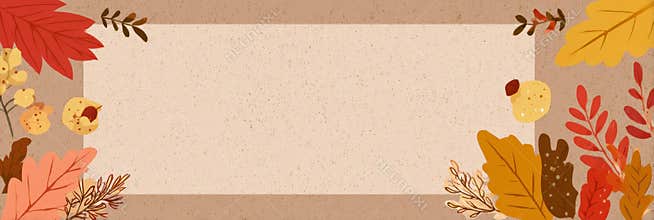 Fall-themed Blank Presentation Template Layout Featuring Colorful Leaves and Natural Elements Designed for Autumn