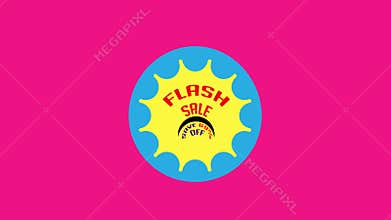 Flash Sale 69% Off Animation – Blue & Yellow Badge on Pink Background Video