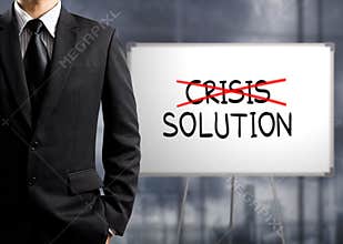 Business man cross crisis and find solution