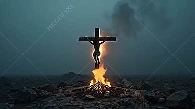 abandon landscape with angstrom rood astatine the center, plunge Generative AI