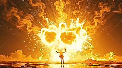 A directional explosion, glowing and lively in watercolor style, Generative AI