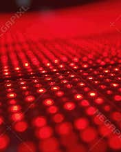 Close-up of Red LED Dot Matrix Display, Luminous Surface