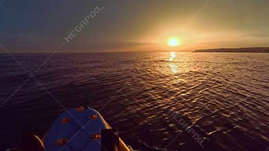 Kayak bow at sunset on Mediterranean Sea of Costa Blanca of Alicante Spain