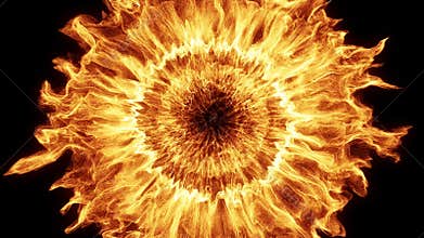 Fire Particle Explosion Transition Revealer Intro Isolated On Black Background