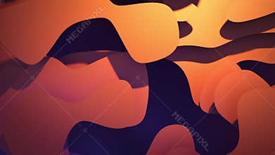 Smooth liquid shapes background with gradient of orange and purple colors in lava lamp style
