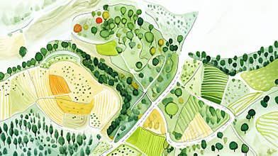 schematic field map showing planting rotations and biodiversity zones