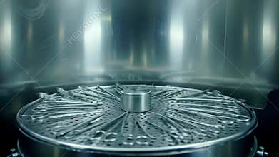 Surgical Instrument Sterilization Chamber Interior Rotating Metal Tray and Tools