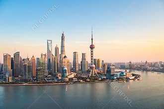 Shanghai pudong at dusk