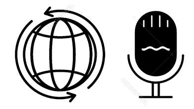 Global Podcast Connection Animation Of World And Microphone In Black And White