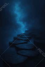 Ethereal celestial pathway illuminates a serene landscape under a starry night sky