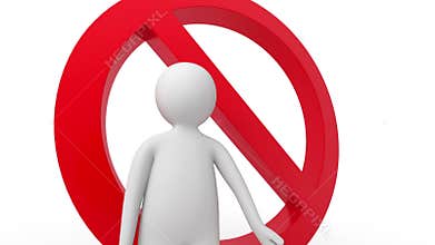 3d human with a red stop sign