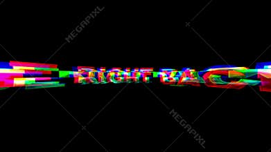 Glitchy be right back text on black for videos, animations, streaming, and social media. Perfect for tech, gaming, and digital