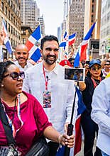 August 10, 2025: Dominican Heritage Parade on 6th Ave in Manhattan. Zohran Mamdani during the parade