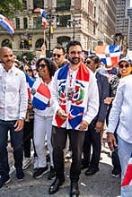 August 10, 2025: Dominican Heritage Parade on 6th Ave in Manhattan. Zohran Mamdani during the parade