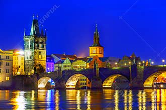 Charles Bridge at night