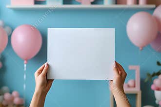 Celebration Preparations With Balloons and Blank Paper in a Cheerful Setting.