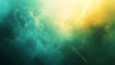 Abstract Cloudscape: Emerald, Gold, and Teal Hues, Atmospheric Texture