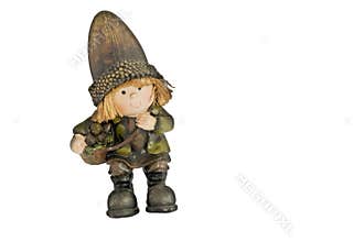Little Elf Figurine with Acorn Hat and Basket