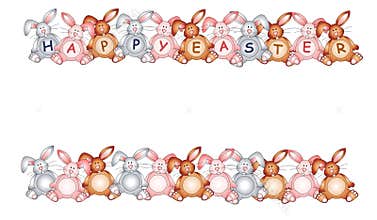 Happy Easter Bunny Rabbit Borders