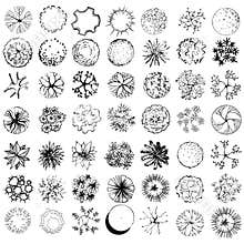 A set of treetop symbols, for architectural or landscape design
