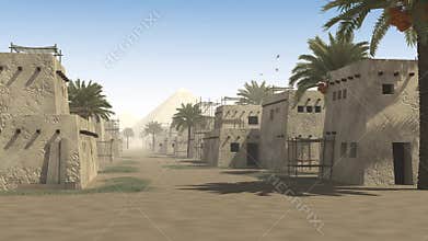 Ancient street with mud huts