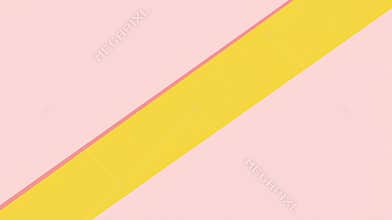 Yellow stripe with pink borders is dividing diagonally a solid pink background, creating a high-contrast minimalist