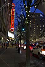 Christmas lights Seattle downtown night