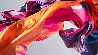 Colorful flowing fabrics create dynamic abstract visual