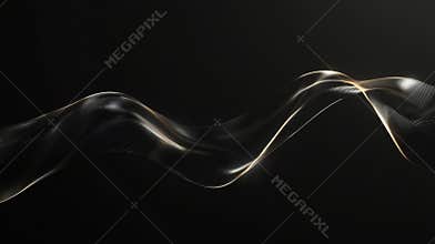Abstract golden wave is flowing on a black background in a minimalist and elegant design. This illustration is perfect