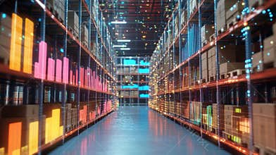 Automated warehouse management system optimizing logistics with data analysis