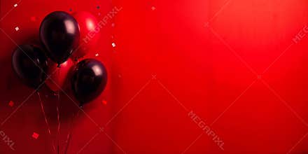 Red background with red and black balloons - Black Friday