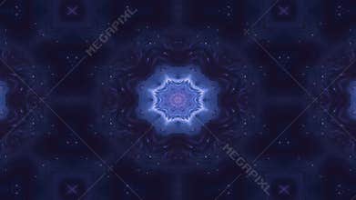 Cosmic purple kaleidoscope: a glowing floral mandala in space