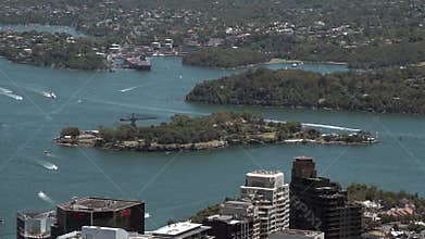 Aerial landscape view of Cockatoo Island Sydney NSW Australia