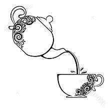 The contour of Cup and teapot with floral element.