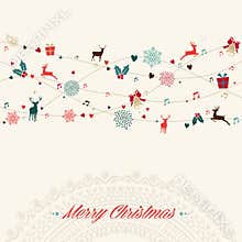 Merry Christmas vintage garland card