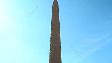 Tall Egyptian Abelisk on Blue Sky in Karnak