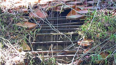 Broken roof of temple destroyed by tsunami Khao Lak Thailand