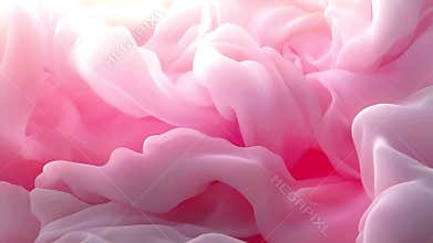 A composition of flowing translucent fabrics in shades of pink and white