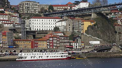 Boats on the Douro river Porto Portugal