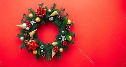 isolated chrismast with red background