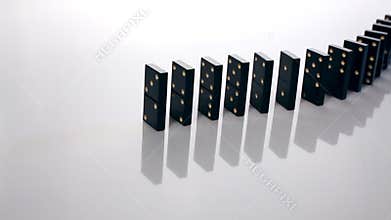 Finger pushing dominoes