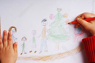 Happy family at Christmas time