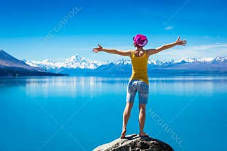 Happy Woman enjoy hiking