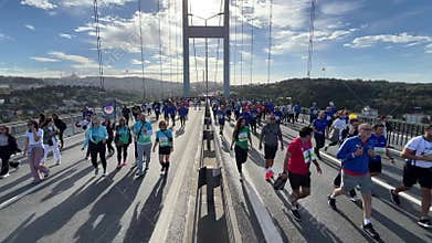Athletes running in 45. Istanbul marathon