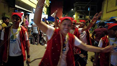 Group of young Koli fishermen enjoy the vibrant celebrations of Narali Purnima